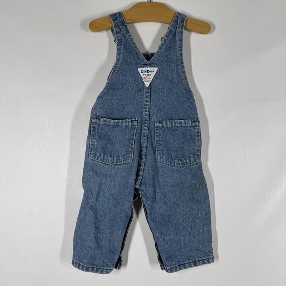 Vintage 90s Oshkosh Denim Overalls Size 3/6m Baby Made In USA Paper Tag Jean - Picture 2 of 5
